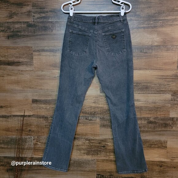Vtg Angel Jeans 11 Skinny Flare Mid Rise Tummy Control Charcoal Stretch 90's Y2k - Picture 2 of 11